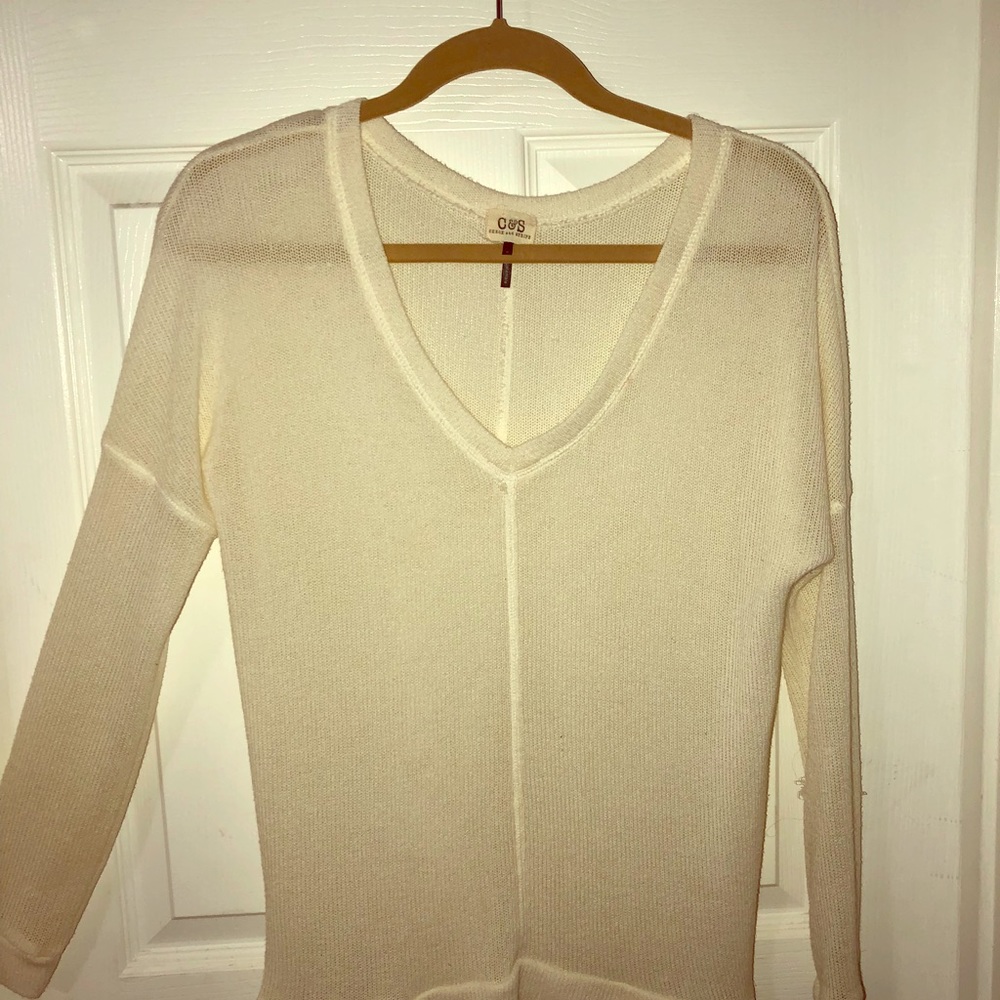 Check & Stripe tan white sweater